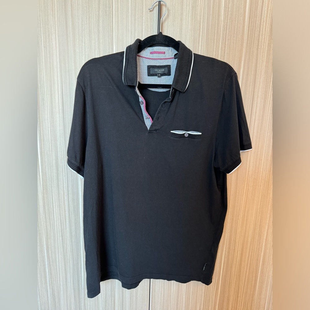 Ted Baker London Black Cotton Polo Shirt